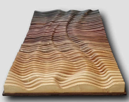 ombre brown parametric wall art, wavy wood wall décor made of slats, acoustic wall panel, 3d wall sculpture, contemporary wall hanging