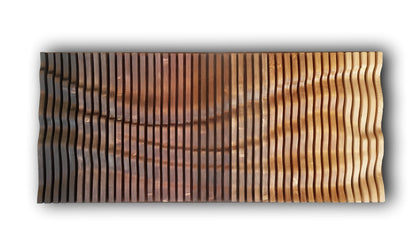 ombre brown parametric wall art, wavy wood wall décor made of slats, acoustic wall panel, 3d wall sculpture, contemporary wall hanging