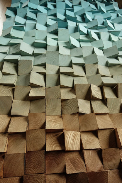 ombre sculpture, ombre wooden wall art, 3D mosaic, modern abstract wood wall art, wood wall art, wood wall art, rustic, wood wall decor