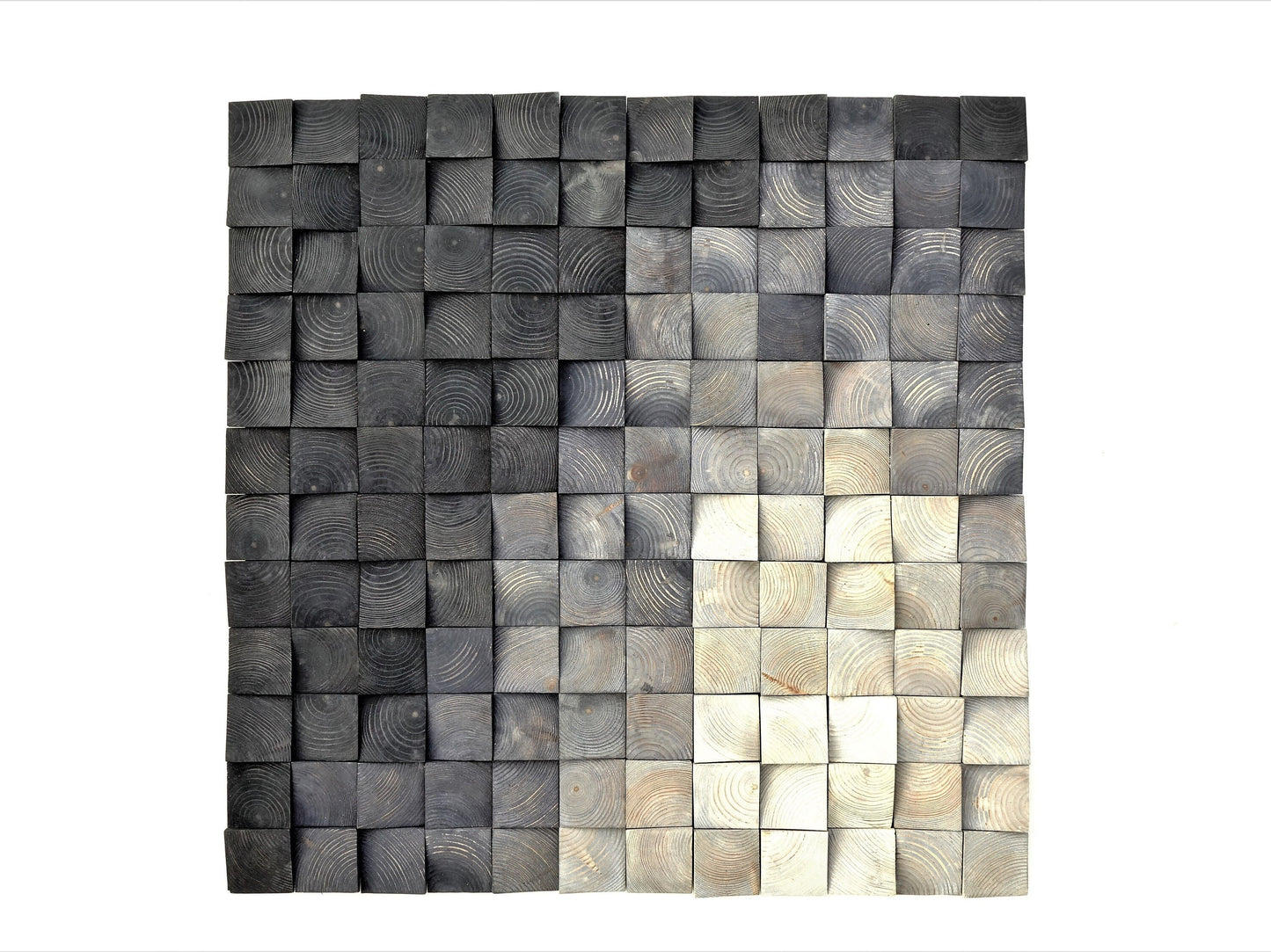 Wood mosaic in gray, wooden wall decor, gradient wood wall art, gray tones, wood sculpture, sound diifusor,wood headboard, rustic wall decor