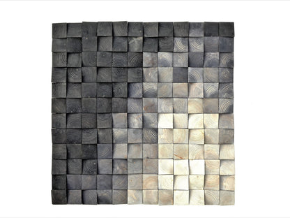 Wood mosaic in gray, wooden wall decor, gradient wood wall art, gray tones, wood sculpture, sound diifusor,wood headboard, rustic wall decor