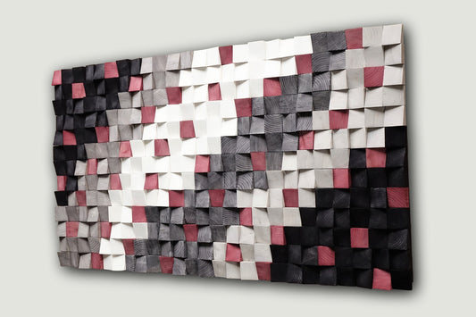 Wooden mosaic wall decor, texture wood wall art, wall hanging, 3d wall art, wooden sound diffuser, rustic wood panel wall decor