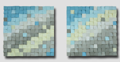 3d wood wall art, set of 2 panels, mosaic wall hanging,textured wood wall art, wood wall decor, modern wooden wall art, cp