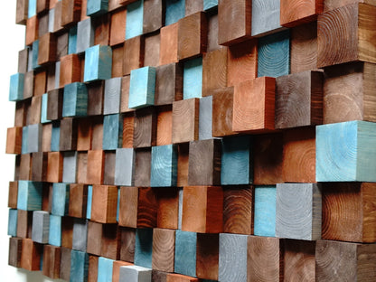 Wooden wall decor, wood wall art, rustic wood mosaic wall art, modern wood art wall hanging for home decor, 3d wooden mosaic