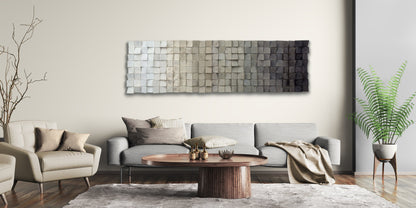 ombre wooden wall art, 3D mosaic, modern abstract wood wall art, wood wall art, grey and beige wall art, rustic, wood wall decor