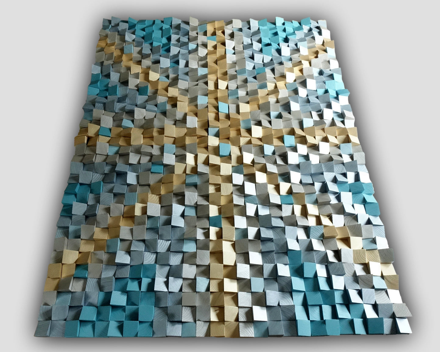 3D wall art in silver, gold, metallic blue and turquoise,  modern wall hanging, nautical home decor, art for coastal rooms, sea, beach, blue