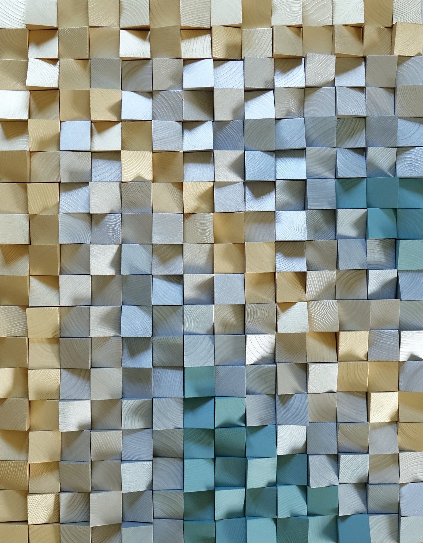 3D wall art in silver, gold, metallic blue and turquoise,  modern wall hanging, nautical home decor, art for coastal rooms, sea, beach, blue