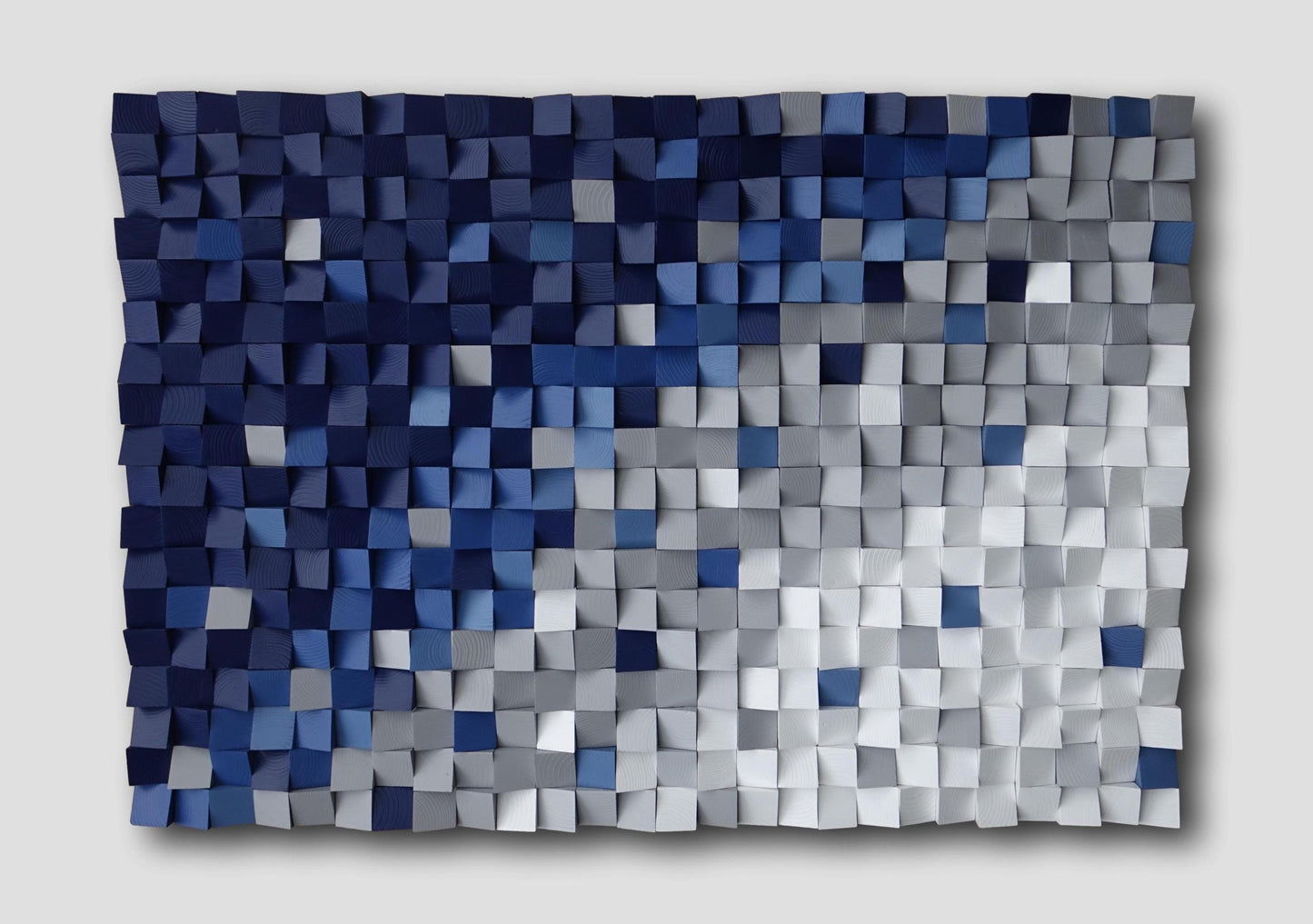 modern wood wall art, 3D wood wall art, modern Navy Blue and Gray Wall Decor, textured wooden wall hanging, blue and grey wall sculpture
