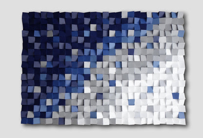modern wood wall art, 3D wood wall art, modern Navy Blue and Gray Wall Decor, textured wooden wall hanging, blue and grey wall sculpture