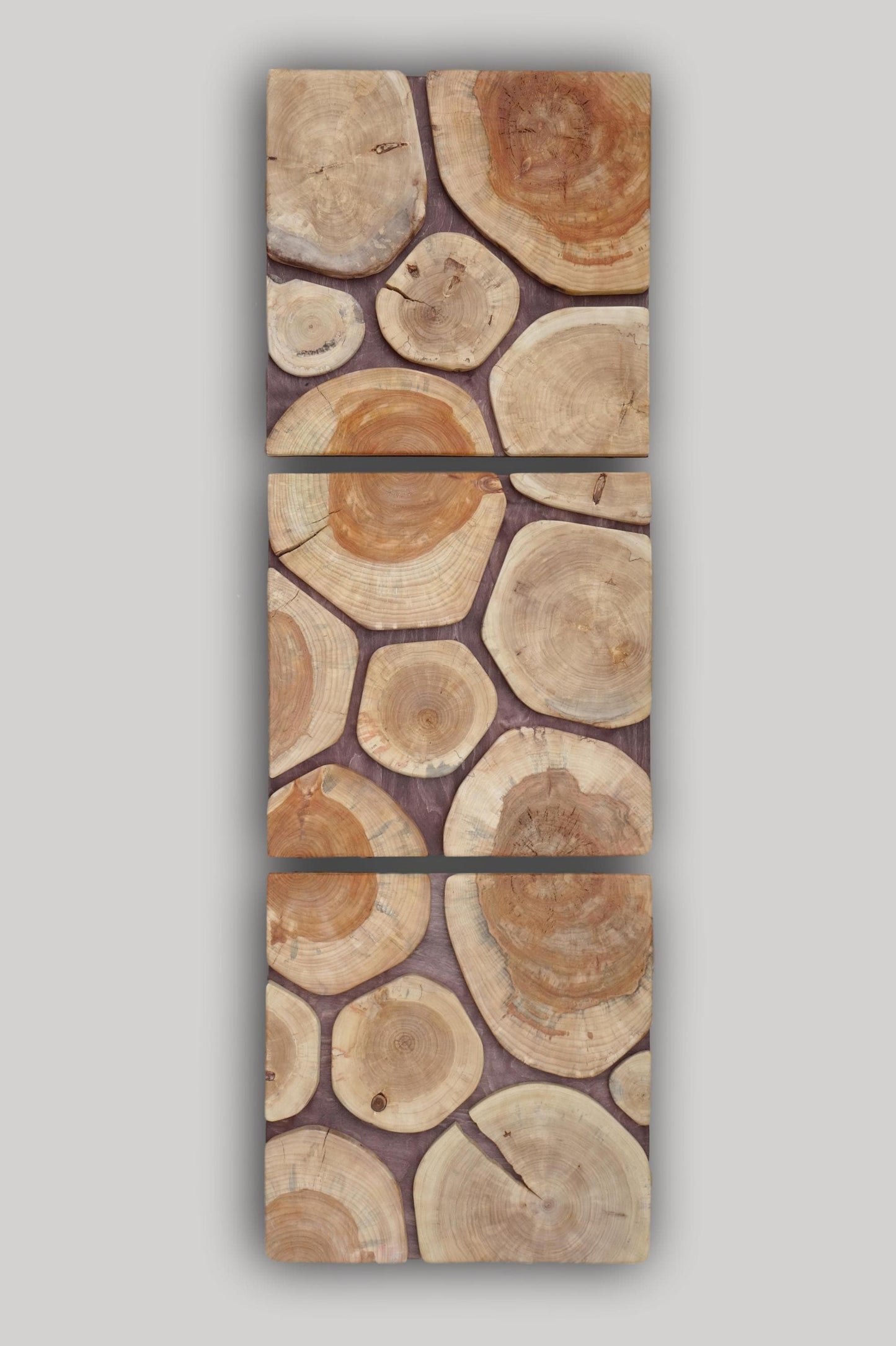 wooden slabs wall art Large, Tree Trunk Wall Decor set of 3, Live Edge Wall art triptych, Log Slice Wall Panel, Environmental Wall Panel XXL