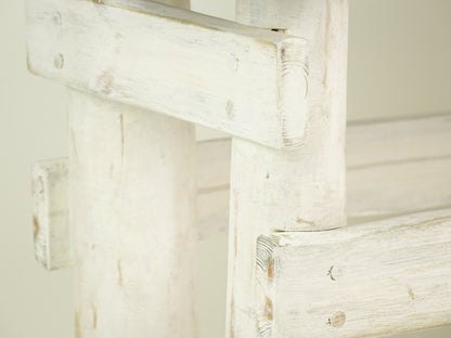 Handmade wooden bench table of reclaimed planks top Bank Couchtisch banc table basse