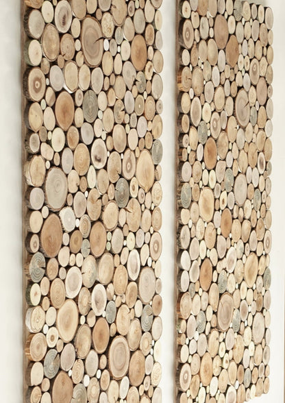 wooden wall art - a set of 2, Tree rounds decor, tree slice wall board, modern wood art, Wood panel wall art