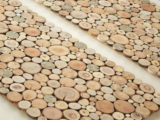 wooden wall art - a set of 2, Tree rounds decor, tree slice wall board, modern wood art, Wood panel wall art